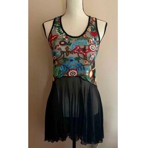 ~ELIF Black floral Cover up Dress- Size S~